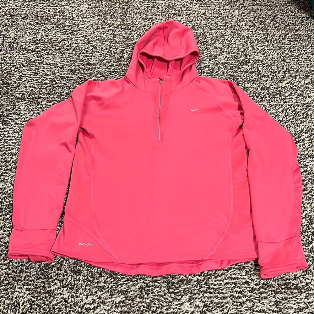 Nike Dri Fit Size M Pink hooded sweatshirt. Gently used.